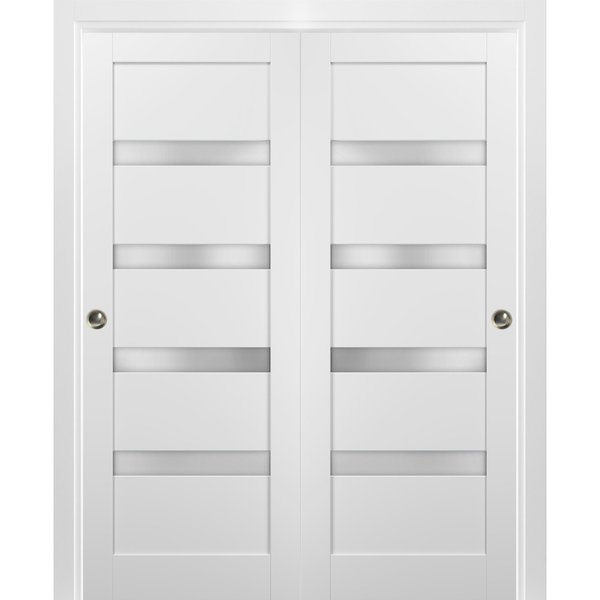 Sartodoors Closet Bypass Interior Door, 72" x 96", White QUADRO4113DBD-WS-7296
